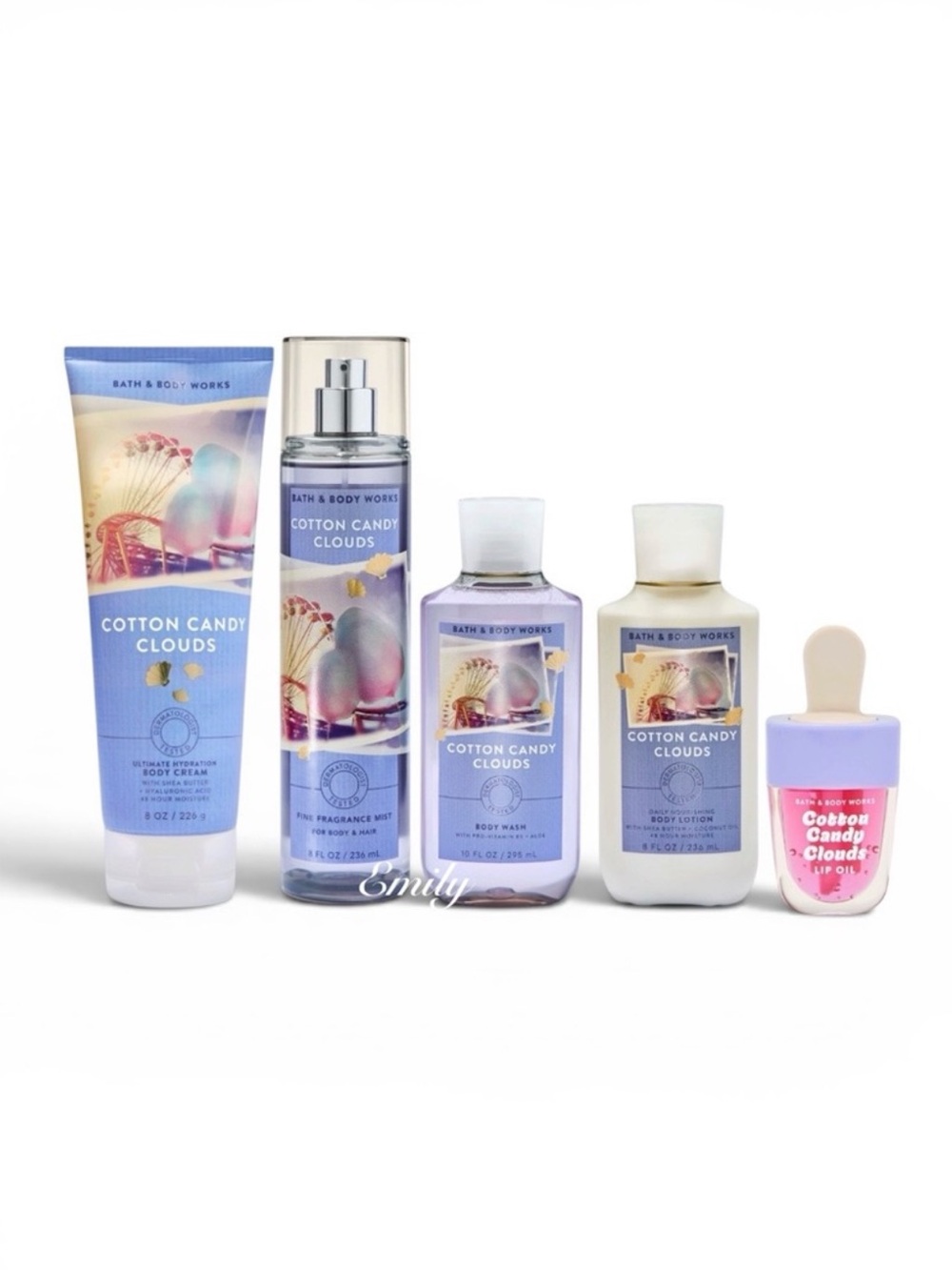 Bath & Body Works COTTON CANDY CLOUD 5 Piece Body Care Gift Set Bundle
